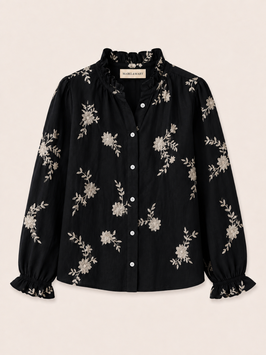 Floral Ruffle Button-Up Blouse
