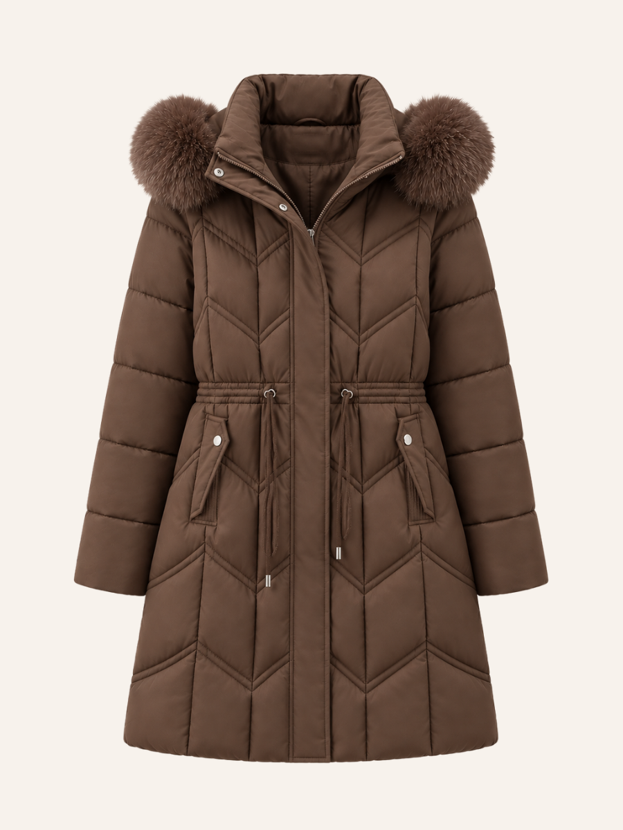 Fur-Trim Hooded Pufferjas