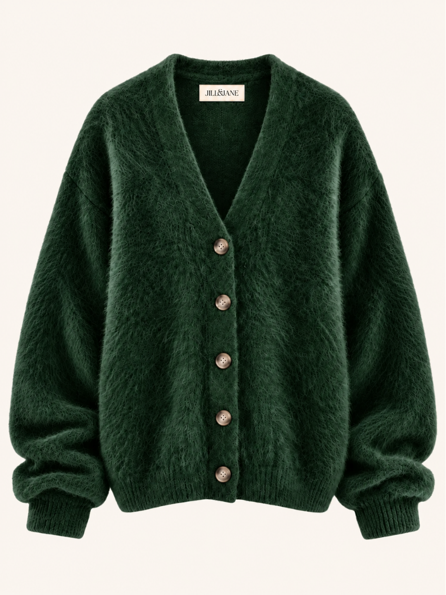 Fuzzy V-Neck Button Vest