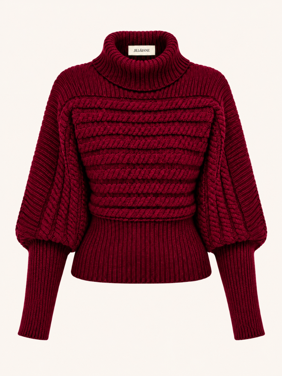 Cable-Knit Turtleneck Sweater