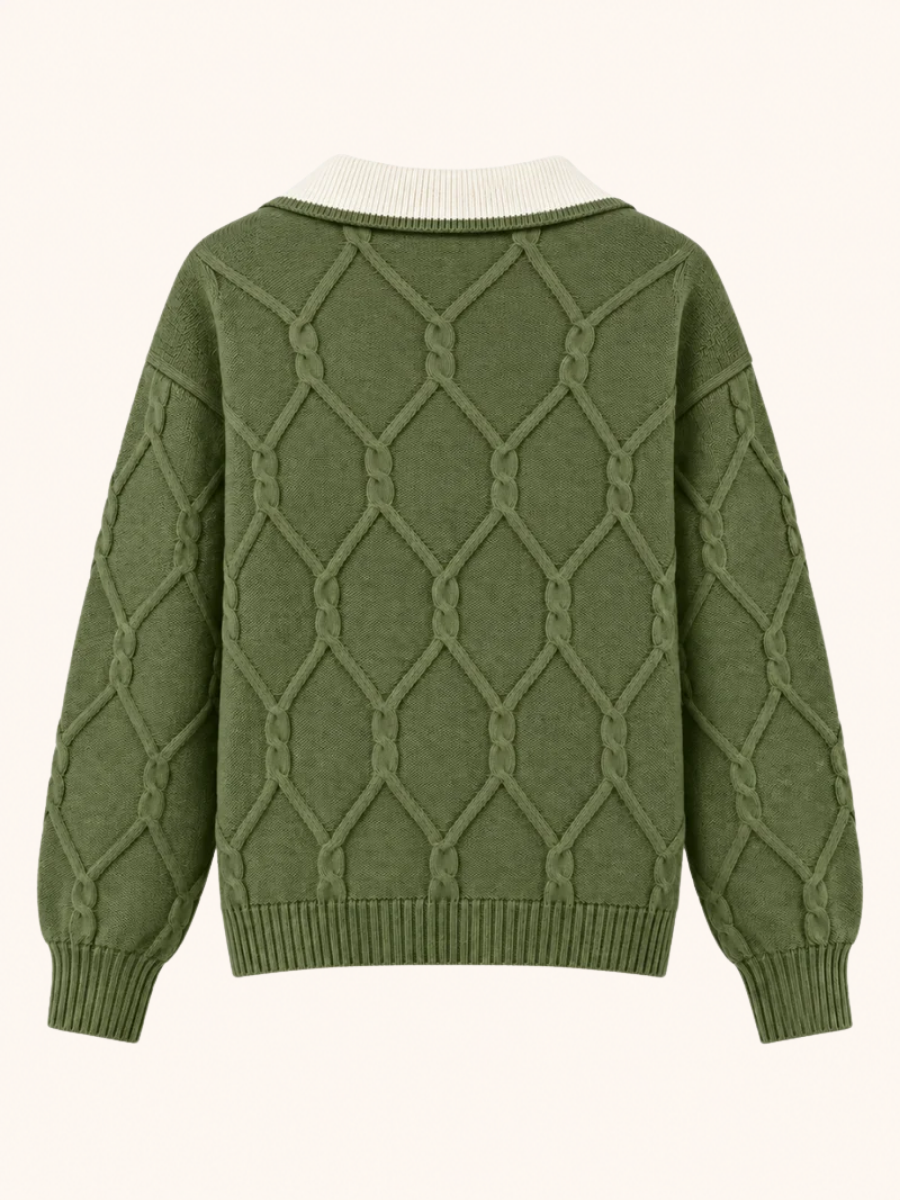V-Neck Cable Knit Sweater