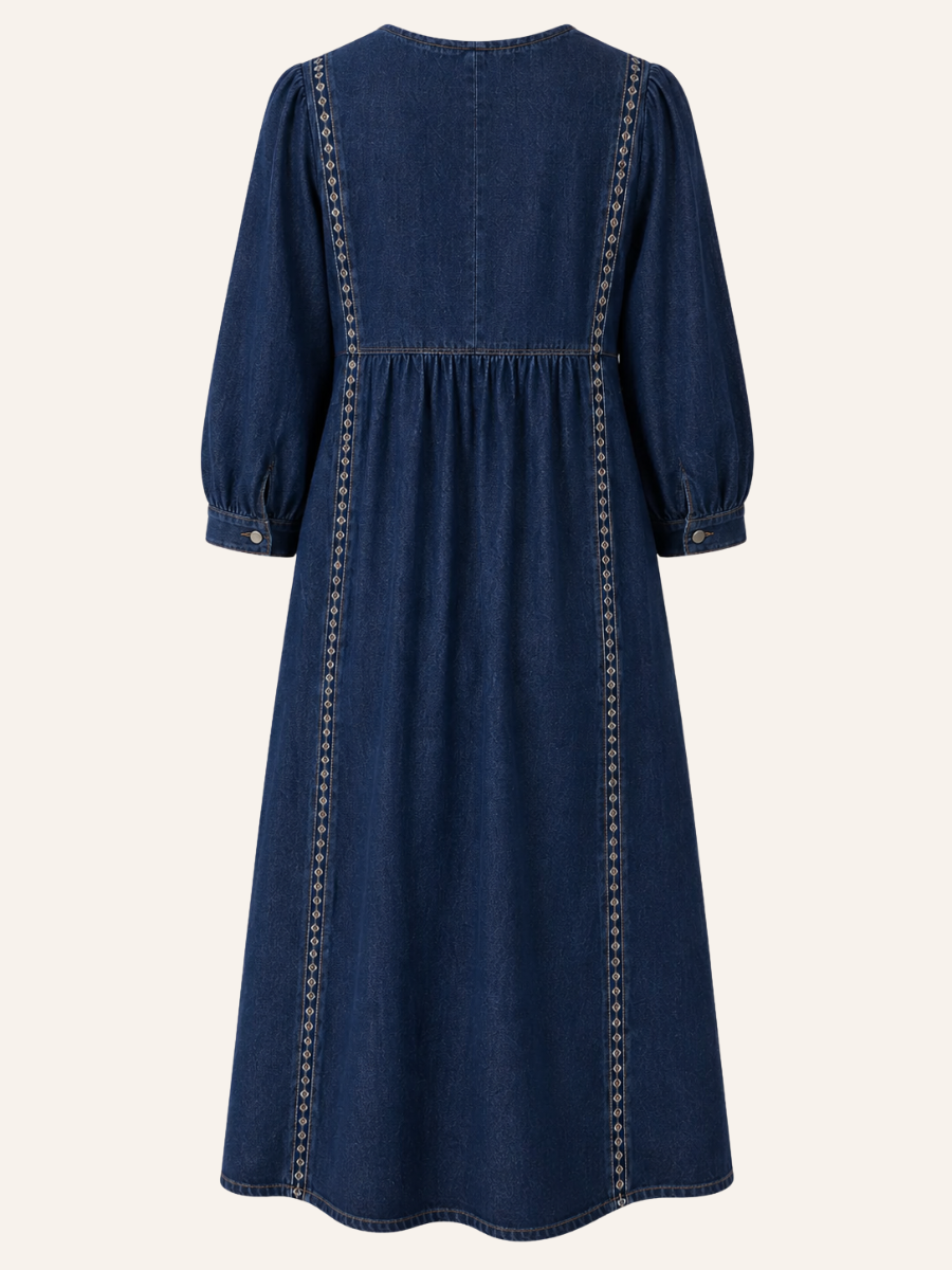 Lace-Trim V-Neck Maxi Jurk