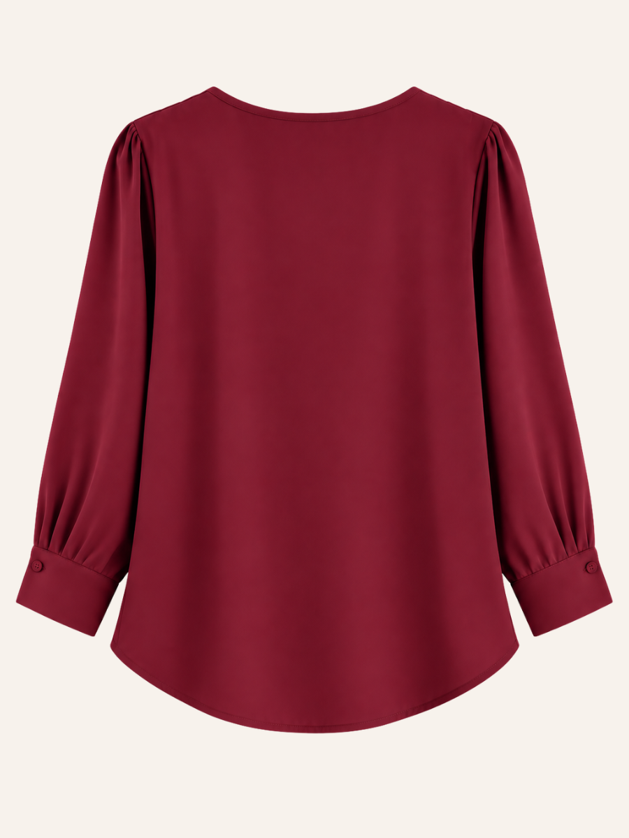 Pleated V-Neck Blouse