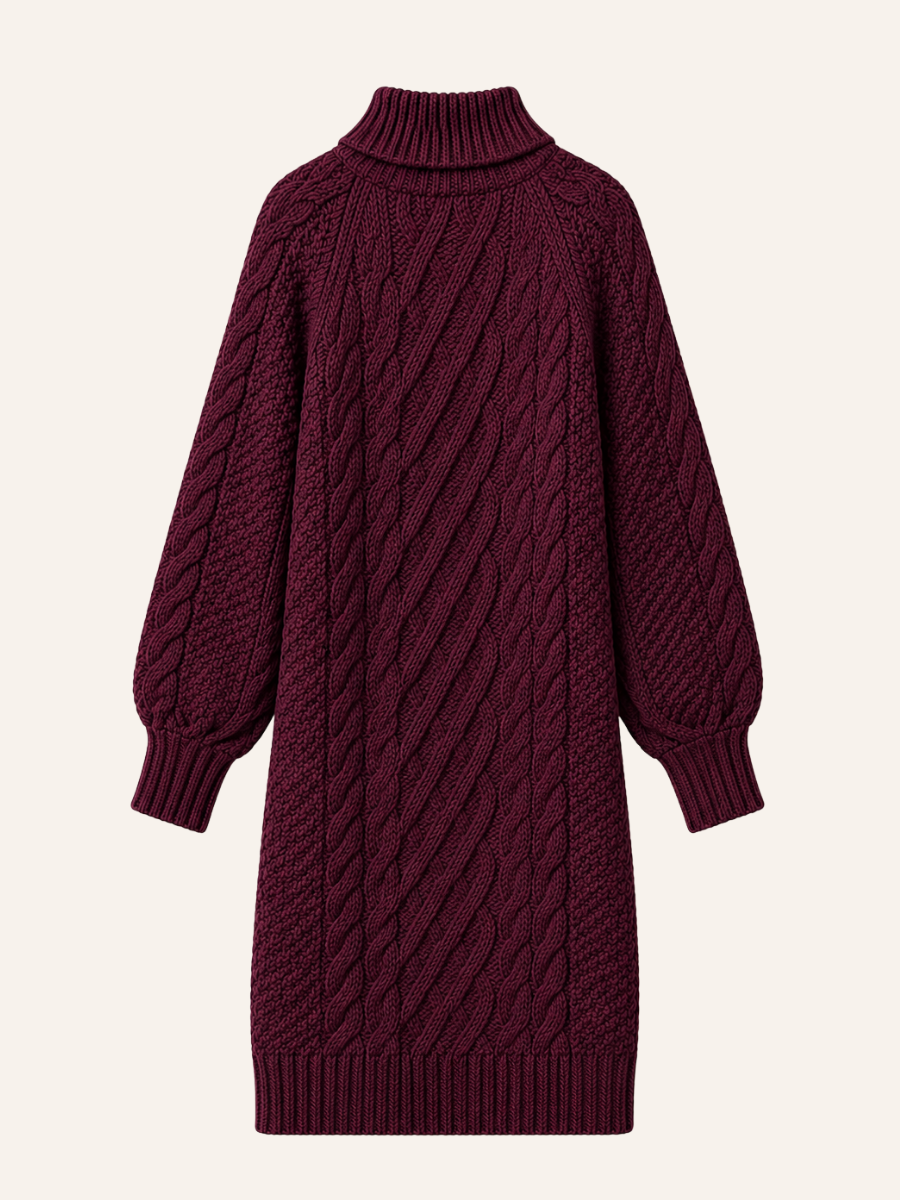 Cable Knit Turtleneck Sweater Jurk