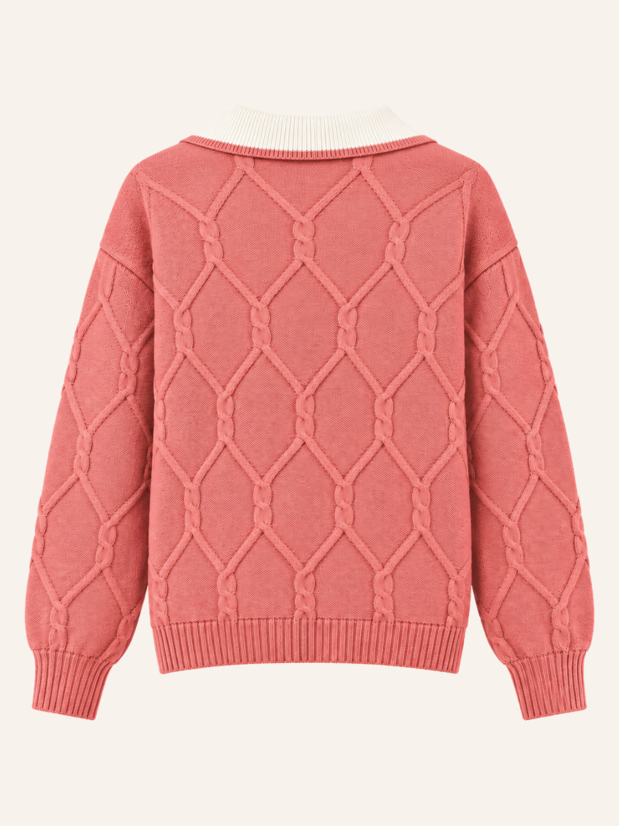 V-Neck Cable Knit Sweater