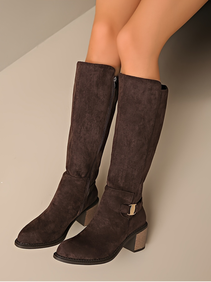 Buckle-Detail Knee-High Boots