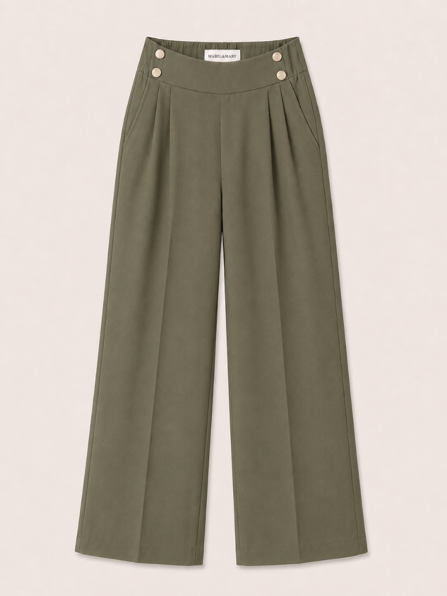 Gold-Button Wide-Leg Pantalon