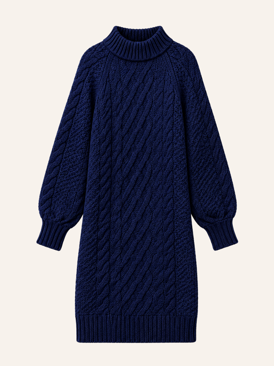 Cable Knit Turtleneck Sweater Jurk