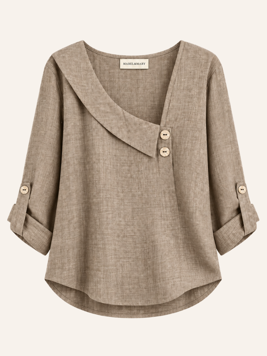 Asymmetric Button-Neck Blouse