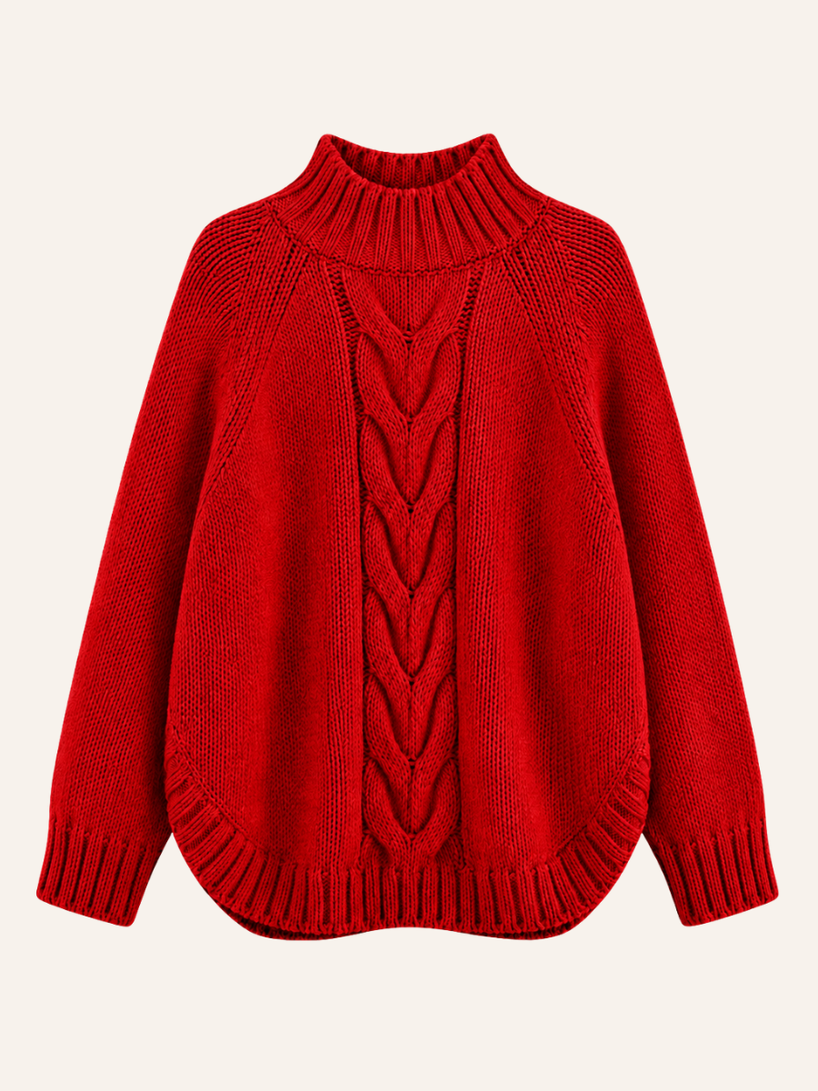 Cable Knit Mock Neck Sweater