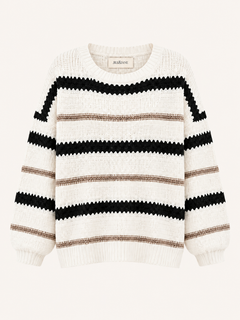 Cream Striped Knit Sweater