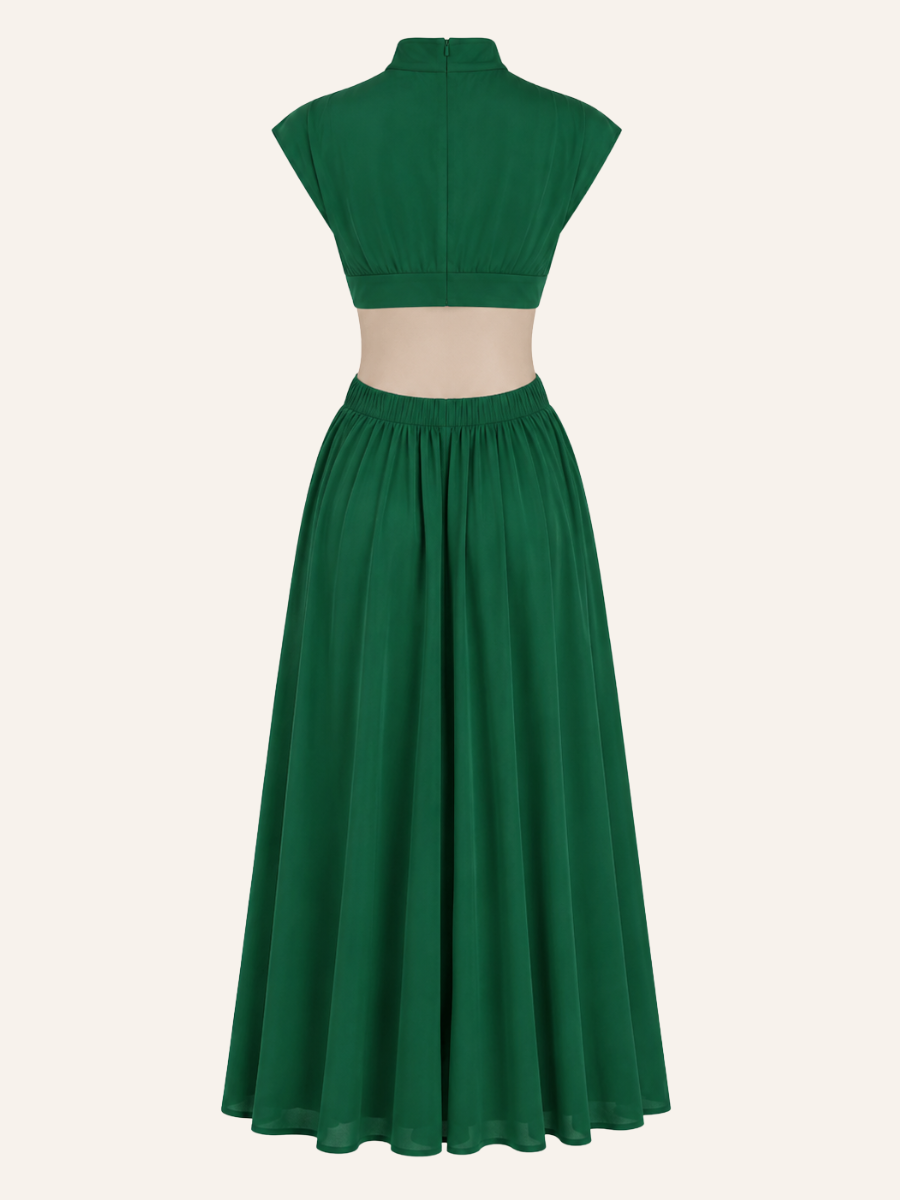 V-Neck Fit-and-Flare Jurk