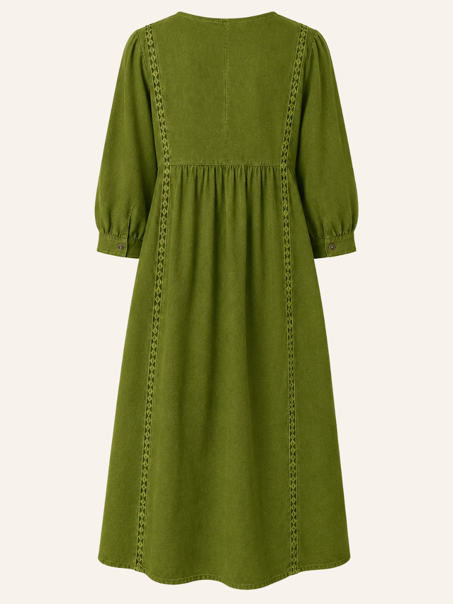 Lace-Trim V-Neck Maxi Jurk