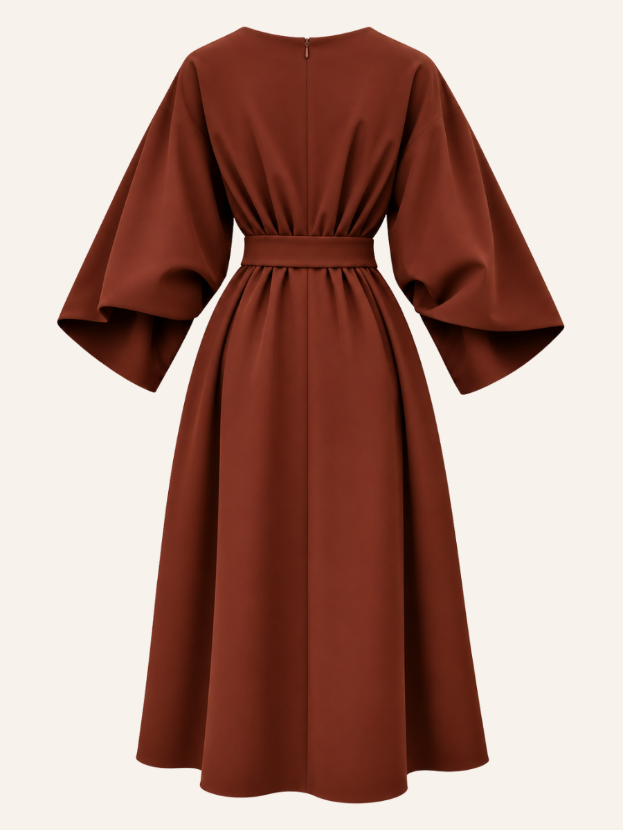 Belted Puff-Sleeve Jurk