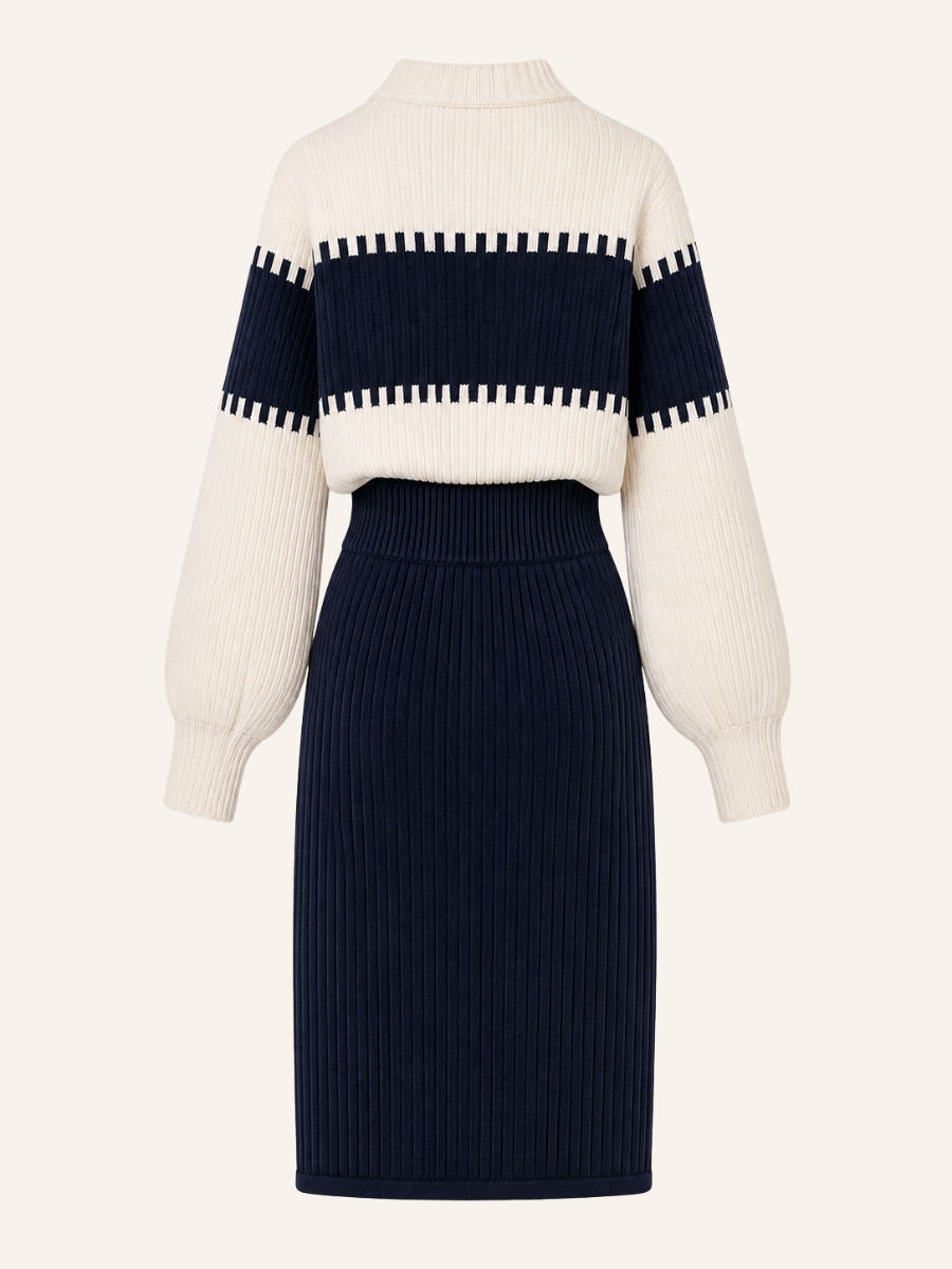 Striped Ribbed Knit Jurk Set