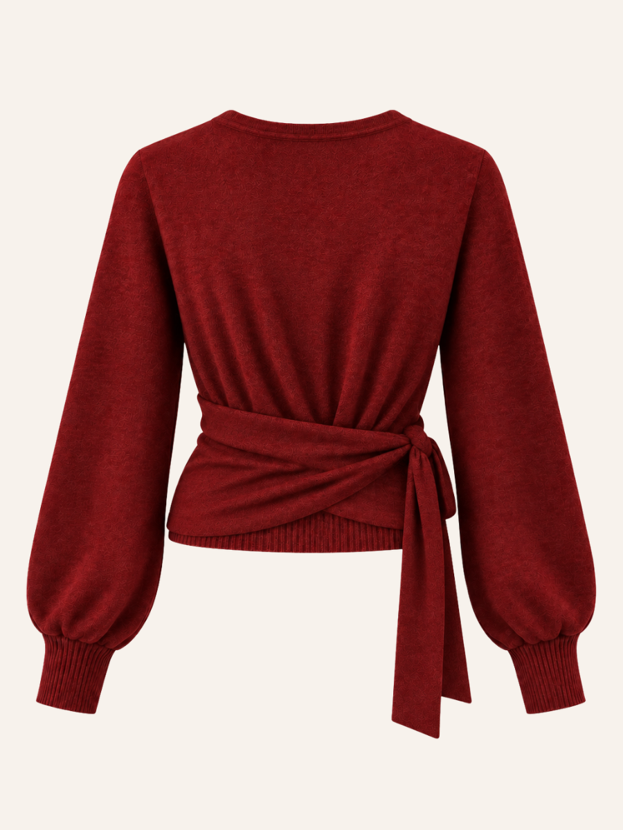 Tie-Waist Wrap Knit Sweater