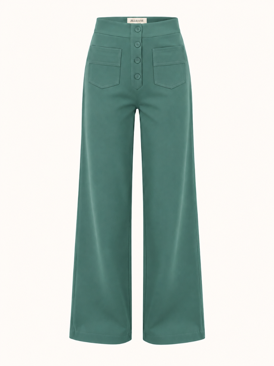 Button-Front Wide-Leg Broek