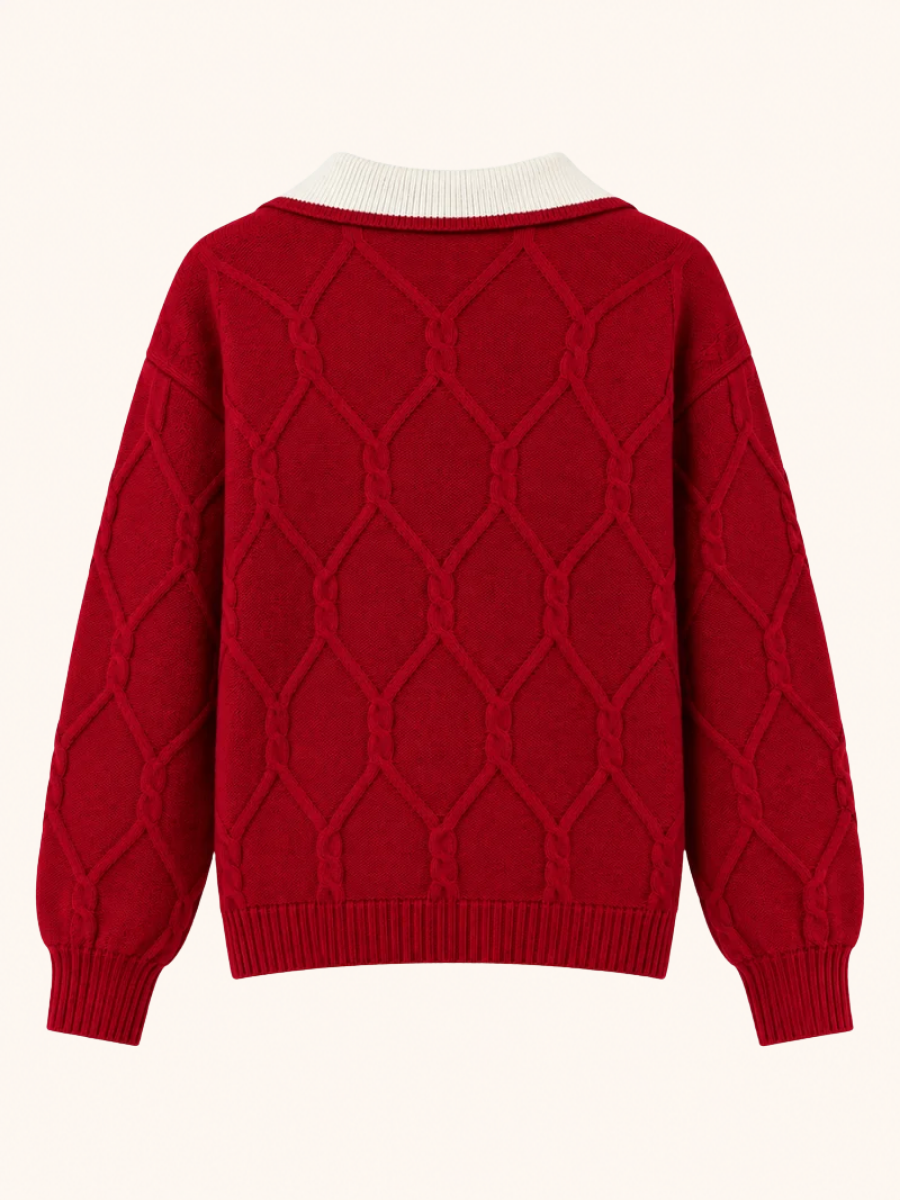 V-Neck Cable Knit Sweater