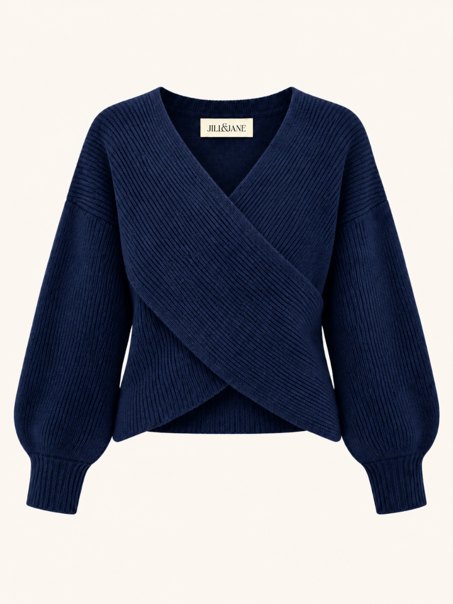 Wrap-Front Knit Sweater
