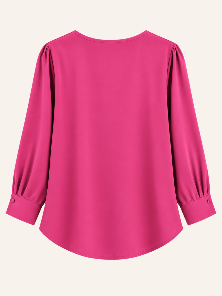 Pleated V-Neck Blouse