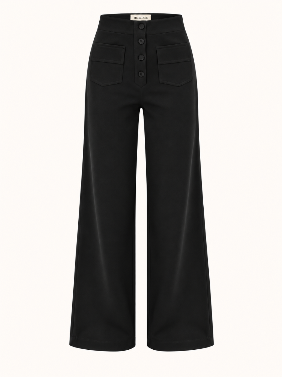 Button-Front Wide-Leg Broek