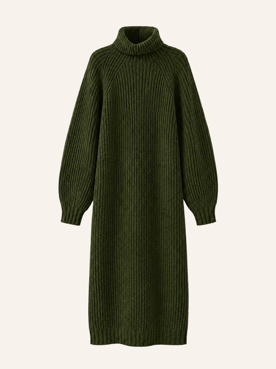 Ribbed Turtleneck Sweater Jurk