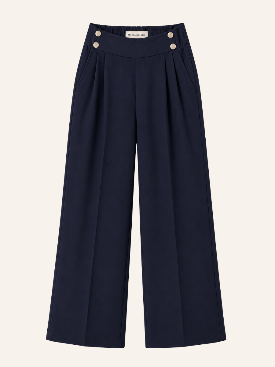Gold-Button Wide-Leg Pantalon