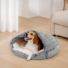 Kalmerend Halfgesloten Pluche Hondenbed – Pita Bed