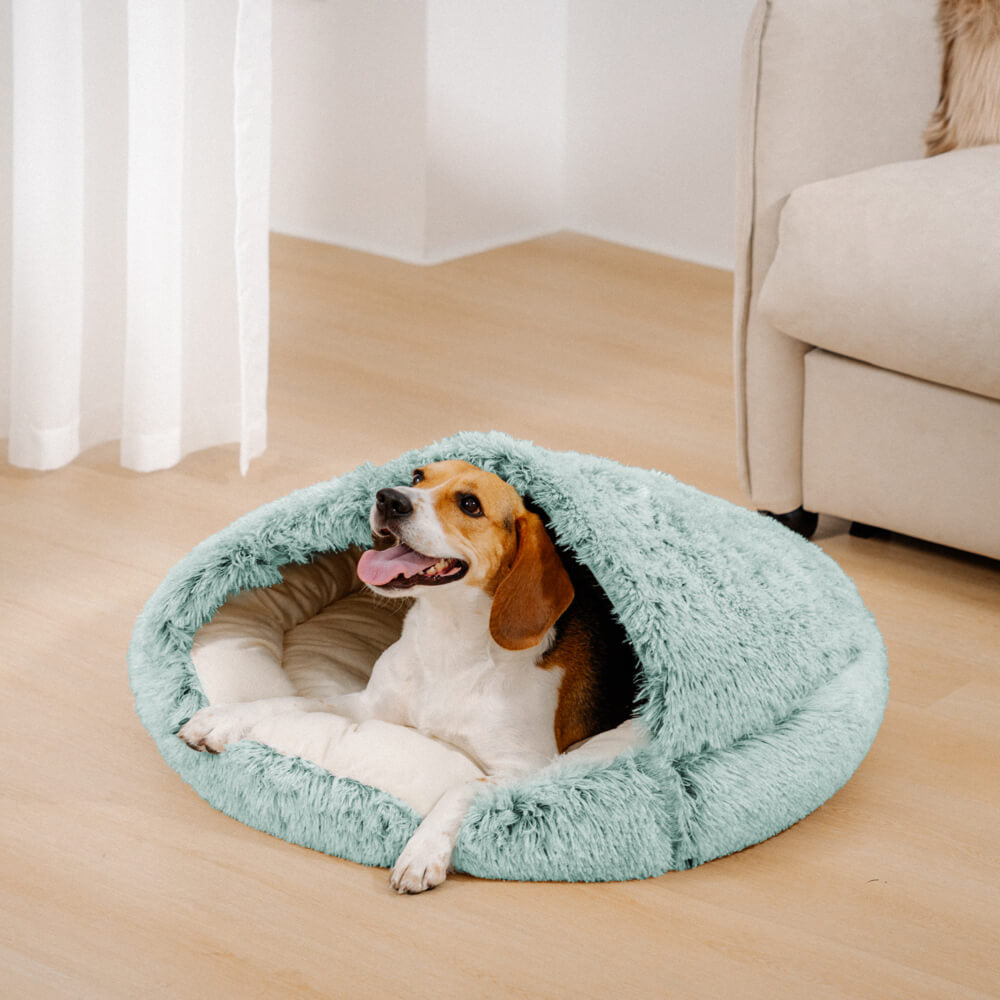 Kalmerend Halfgesloten Pluche Hondenbed – Pita Bed