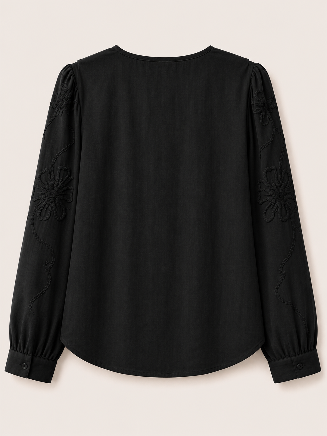 Tone-on-Tone Floral Ruffle Blouse