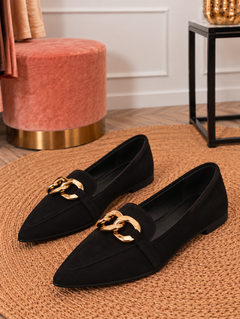 Gold Chain Pointed Loafers