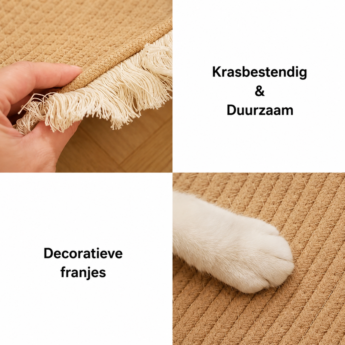 Scandinavische Handgeweven Krabmat voor Katten