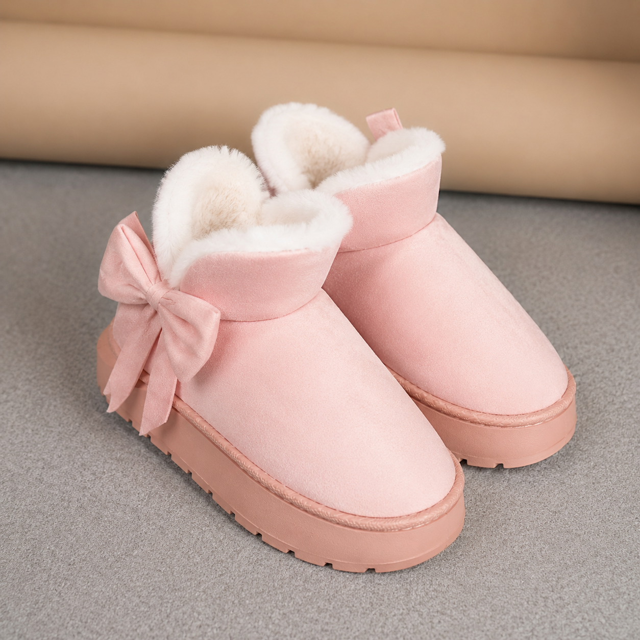 Bow-Detail Plush-Lined Boots