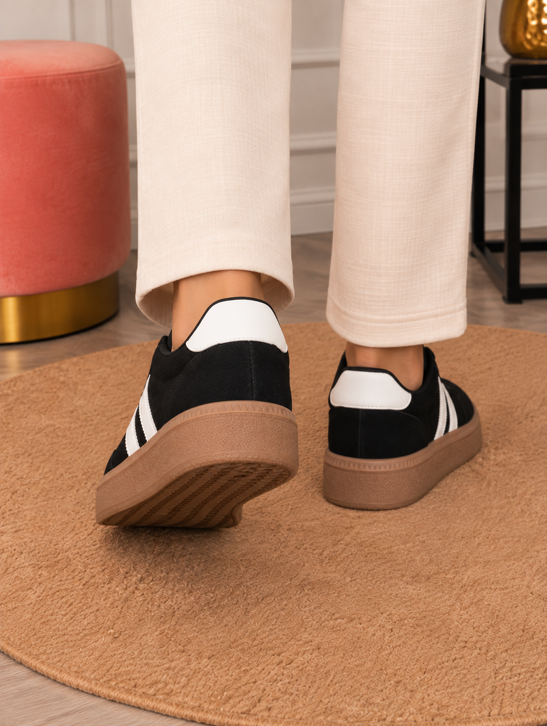 Contrast Stripe Platform Sneakers