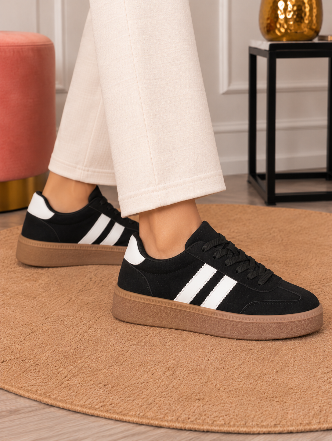 Contrast Stripe Platform Sneakers