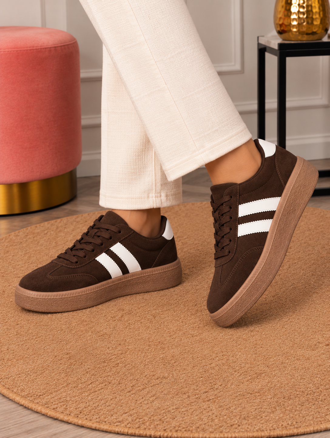 Contrast Stripe Platform Sneakers