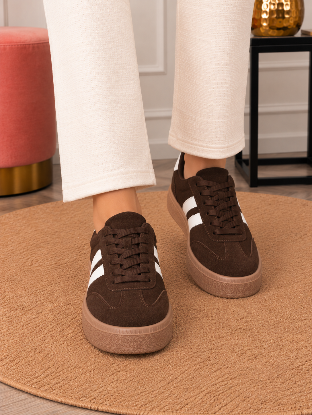 Contrast Stripe Platform Sneakers