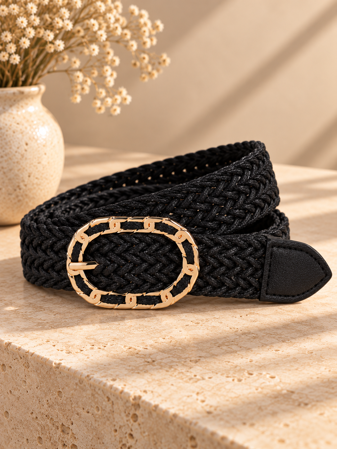 Braided Oval-Buckle Riem