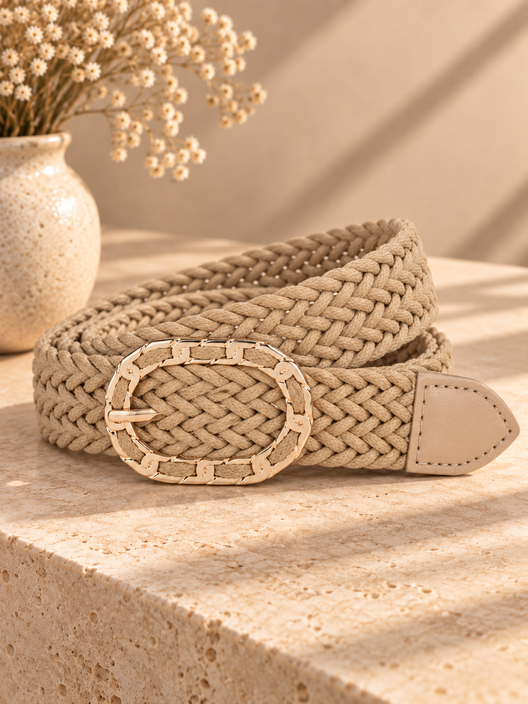 Braided Oval-Buckle Riem