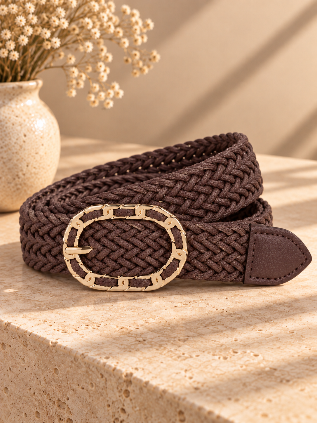 Braided Oval-Buckle Riem