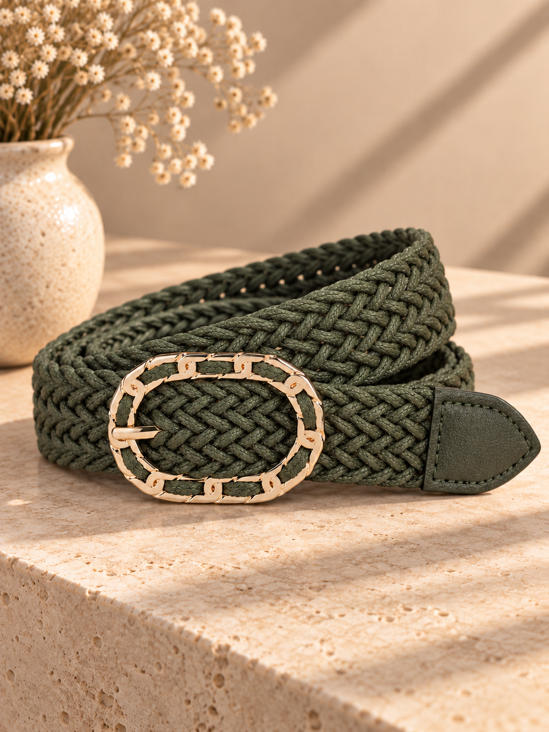 Braided Oval-Buckle Riem