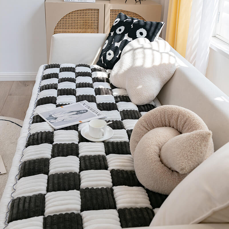Geruite Chenille Bankbeschermer