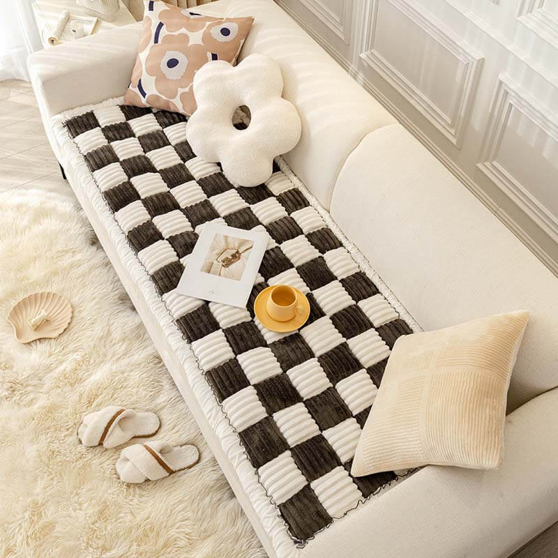 Geruite Chenille Bankbeschermer