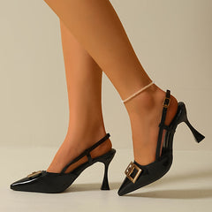 Buckle Pointed Slingback Heels