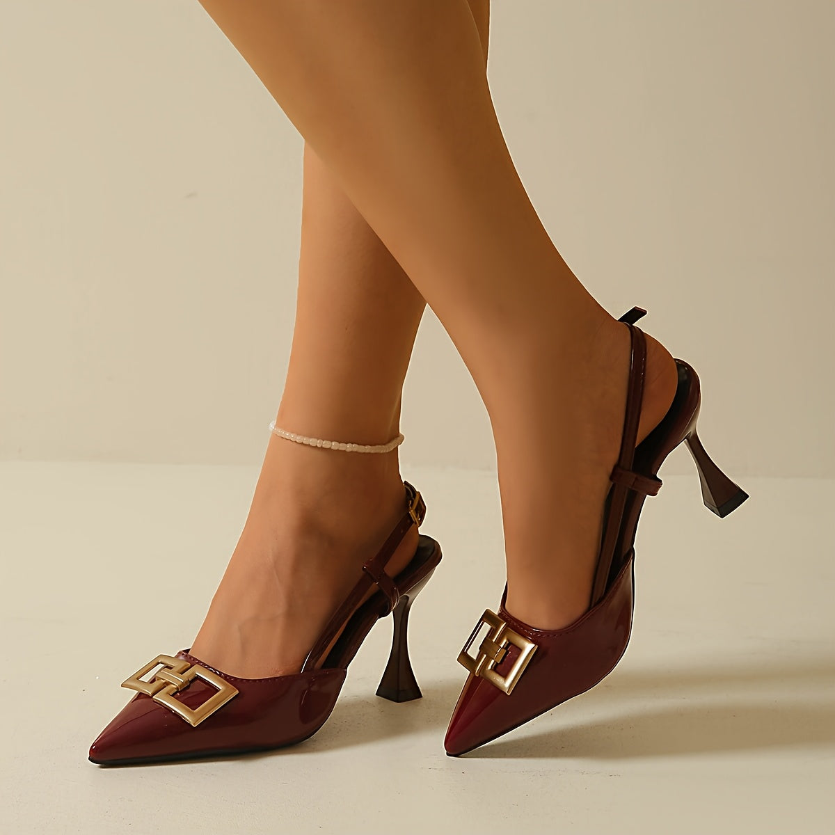 Buckle Pointed Slingback Heels