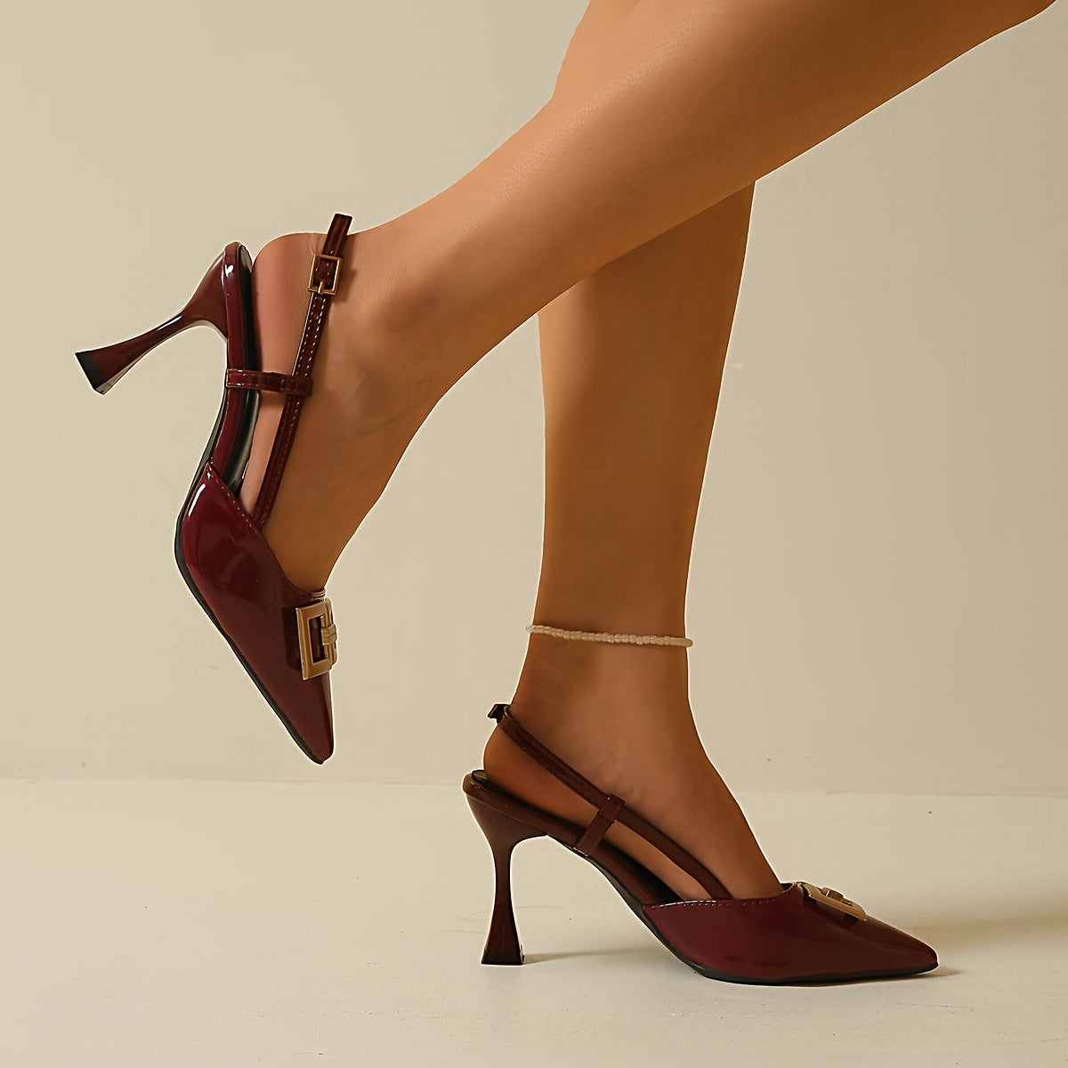 Buckle Pointed Slingback Heels