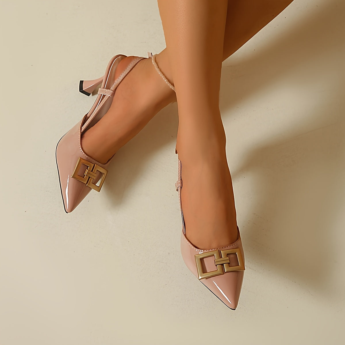 Buckle Pointed Slingback Heels