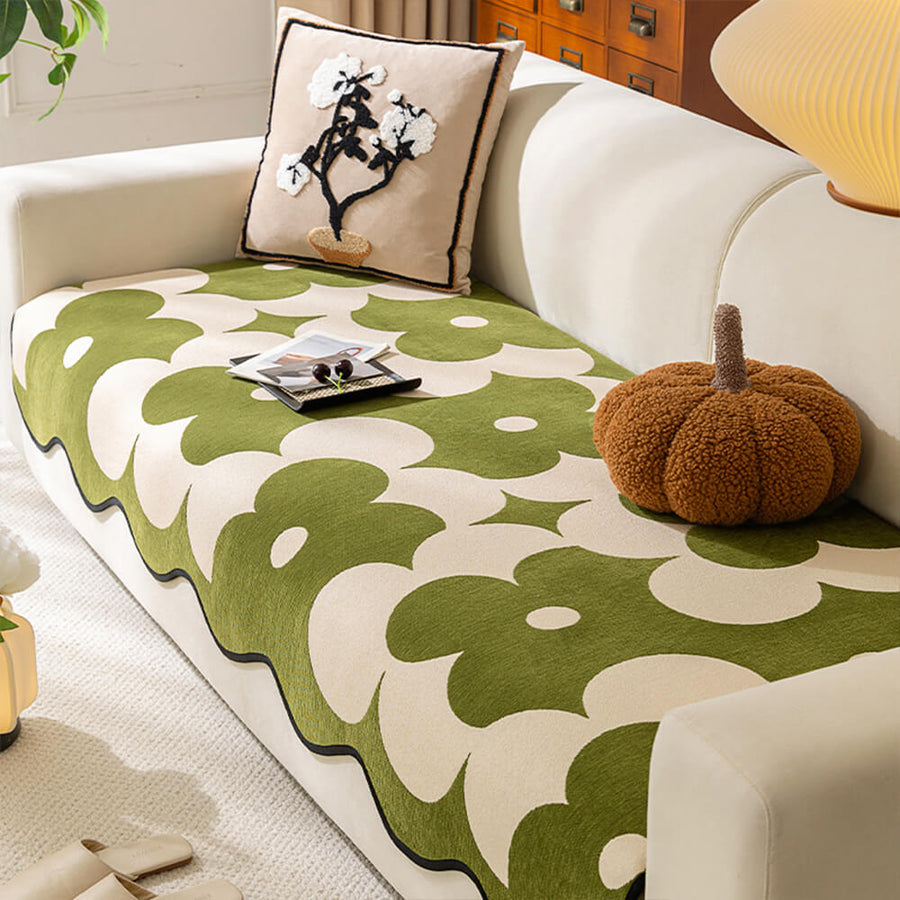 Elegante Chenille Bankhoes met Bloemenpatroon
