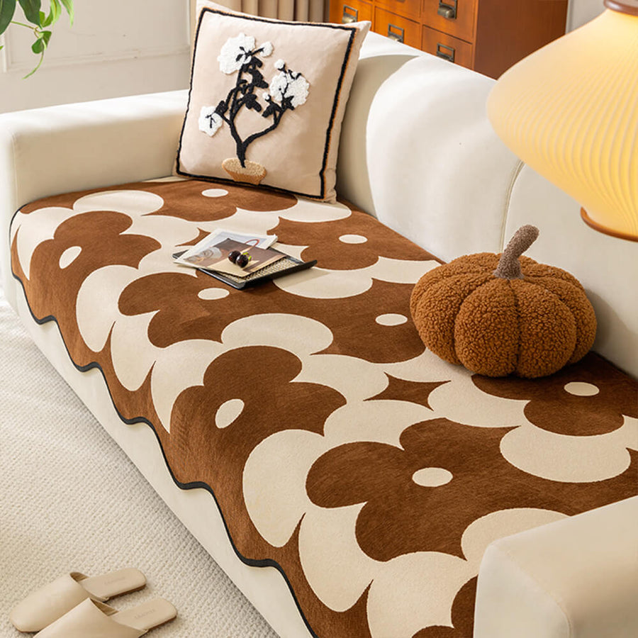 Elegante Chenille Bankhoes met Bloemenpatroon