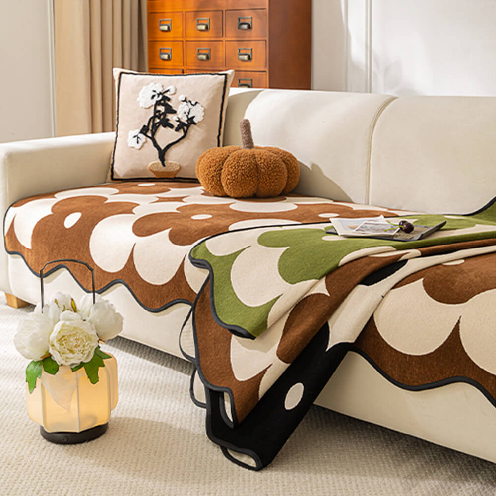 Elegante Chenille Bankhoes met Bloemenpatroon